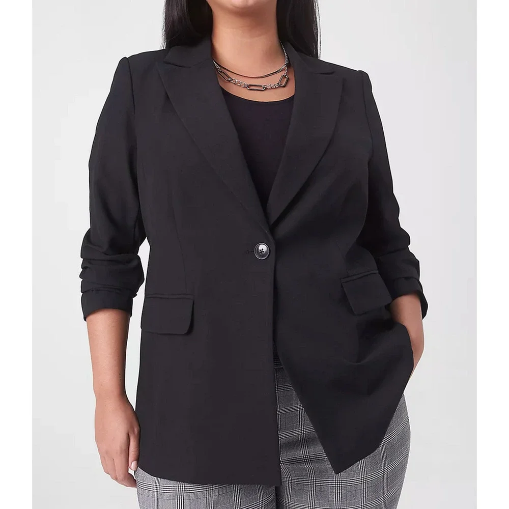 NEW LANE BRYANT BLACK PERFECT DRAPE ONE BUTTON BLAZER JACKET SZ 22